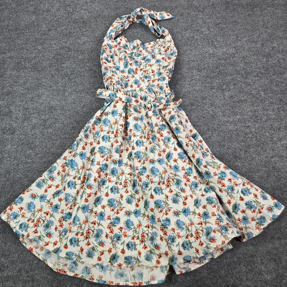 NEW Charlie cotton 1950s-inspired halter dress Floral Print Retro Mod Fit‎ Flare